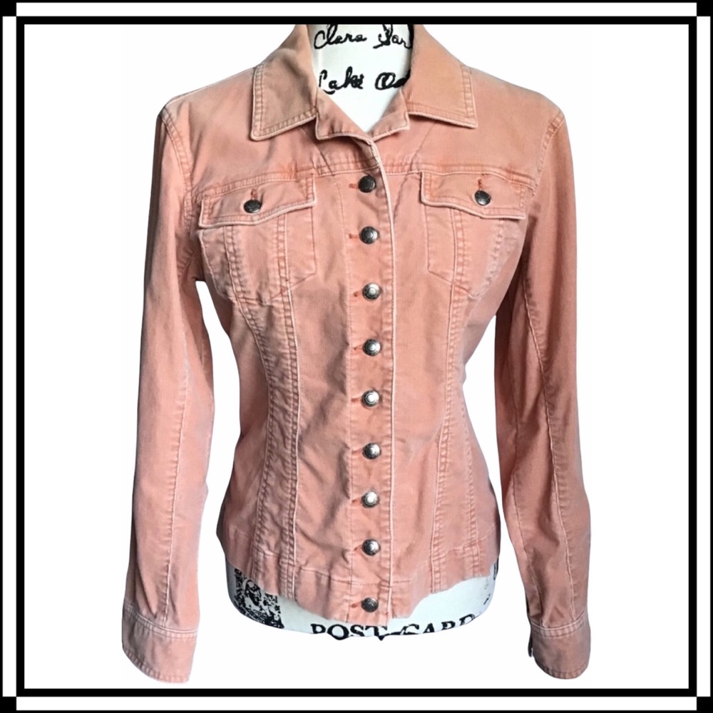 Chico’s Soft Brushed Corduroy Jacket Size 1 (Medium) In Light Papaya Color